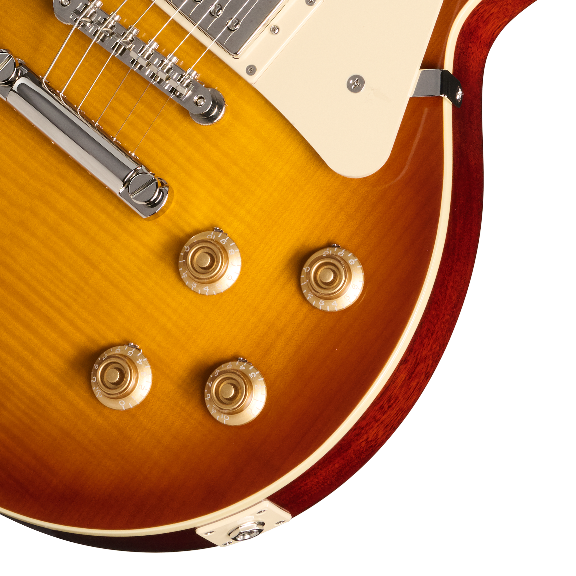 E-Gitarre, Sunburst-Lackierung, gewölbte Decke, Humbucker, vier Drehregler